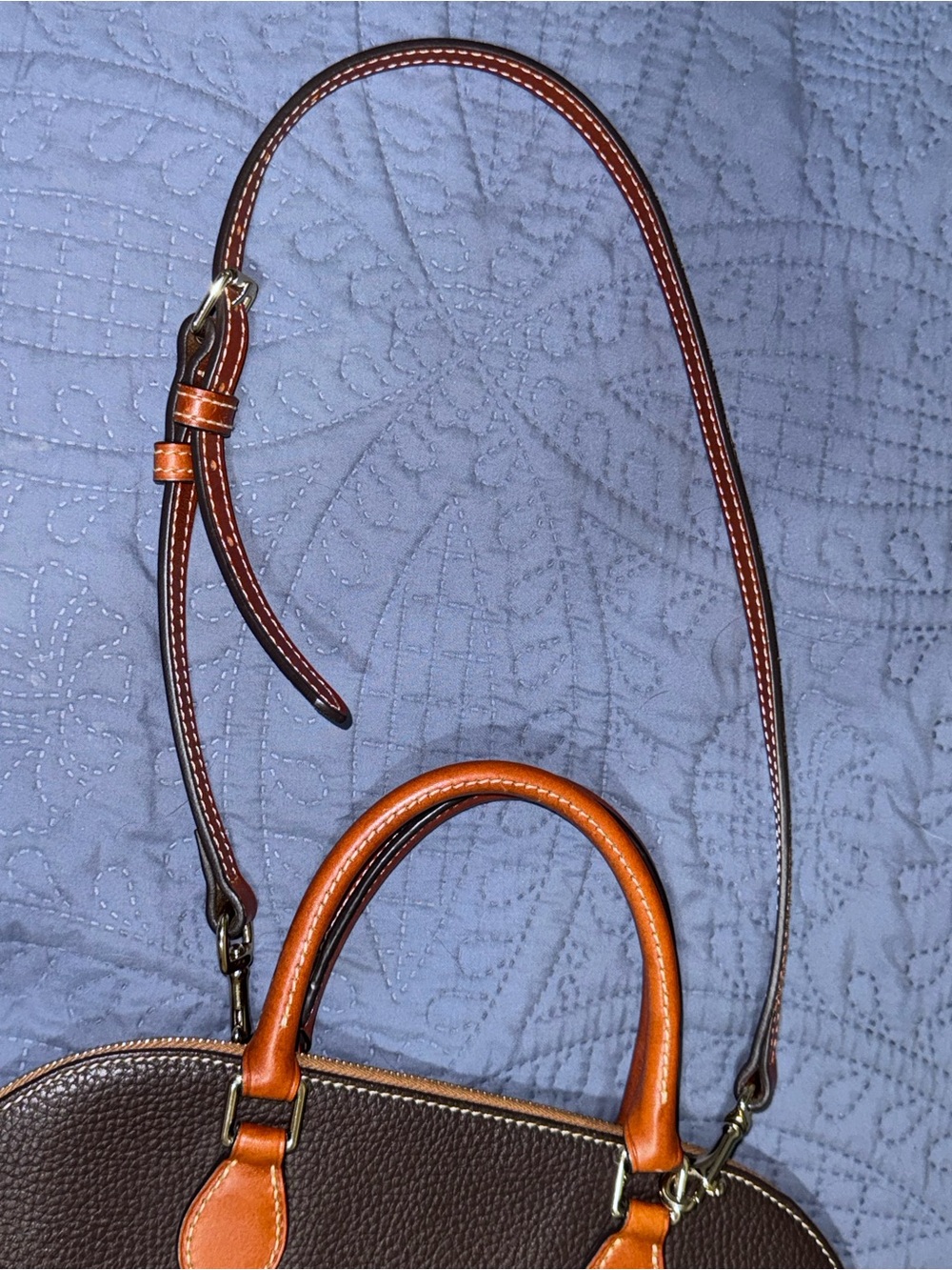 Dooney & Bourke Pebble Grain Zip Satchel - Brown Tmoro - Picture 7 of 8
